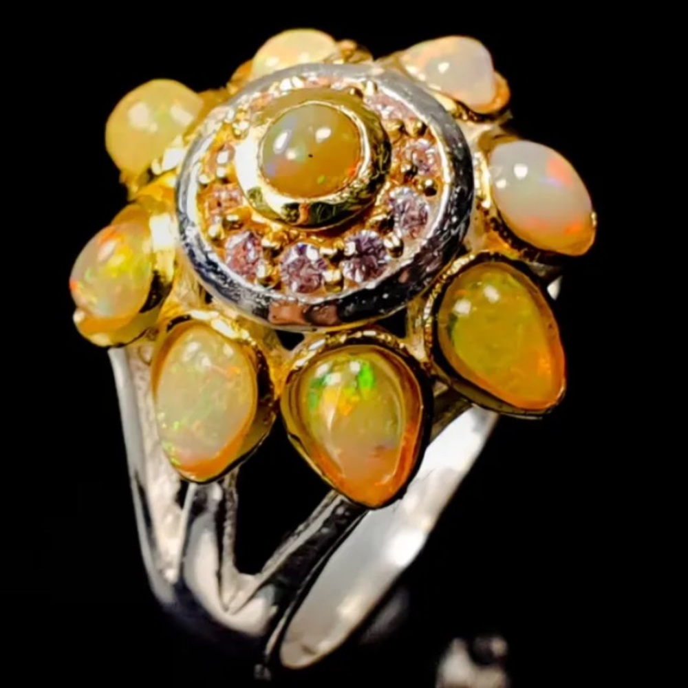 THAI PRINCESS STYLE NATURAL, NON ENHANCED OPAL RING, 925 STERLING SILVER